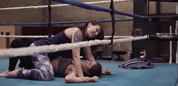  Horny lesbians have sex in the ring
